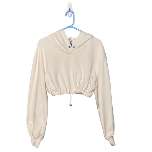 For Love & Lemons For Ellie Love and Leisure Cream Crop Top Hoodie - Picture 2 of 8